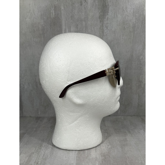 Versace Sunglasses Womens One Size Maroon Brown Cat Eye Crystal Italy Designer main image 4